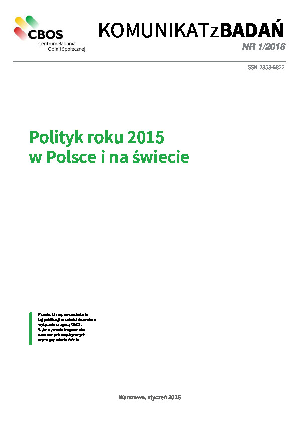 Okładka komunikatu Nr 1/2016