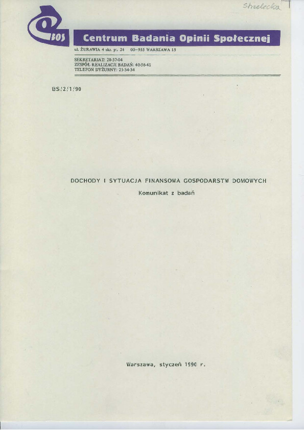Okładka komunikatu BDF/2/1/90