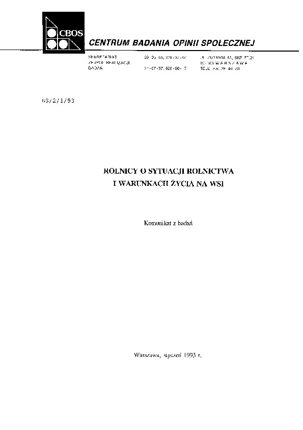 Okładka komunikatu BS/2/1/93