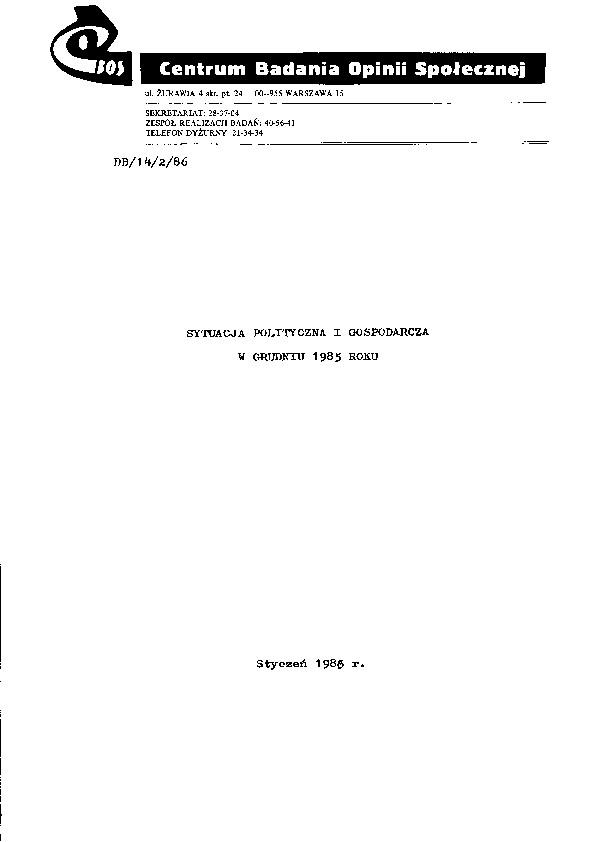 Okładka komunikatu DB/14/2/86
