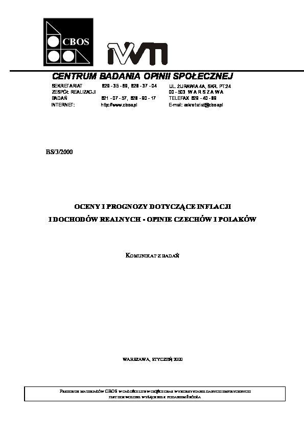 Okładka komunikatu BS/3/2000