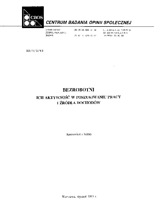 Okładka komunikatu BS/5/3/93