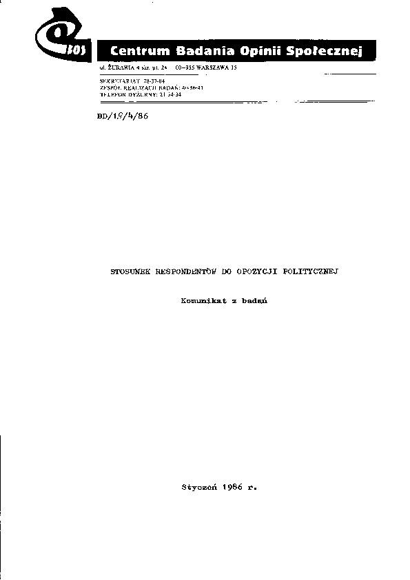 Okładka komunikatu BD/19/4/86