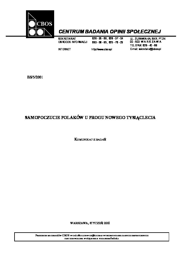 Okładka komunikatu BS/5/2001
