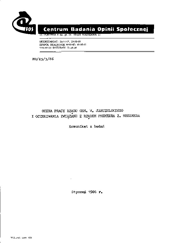 Okładka komunikatu BD/25/5/86