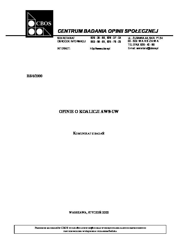 Okładka komunikatu BS/6/2000