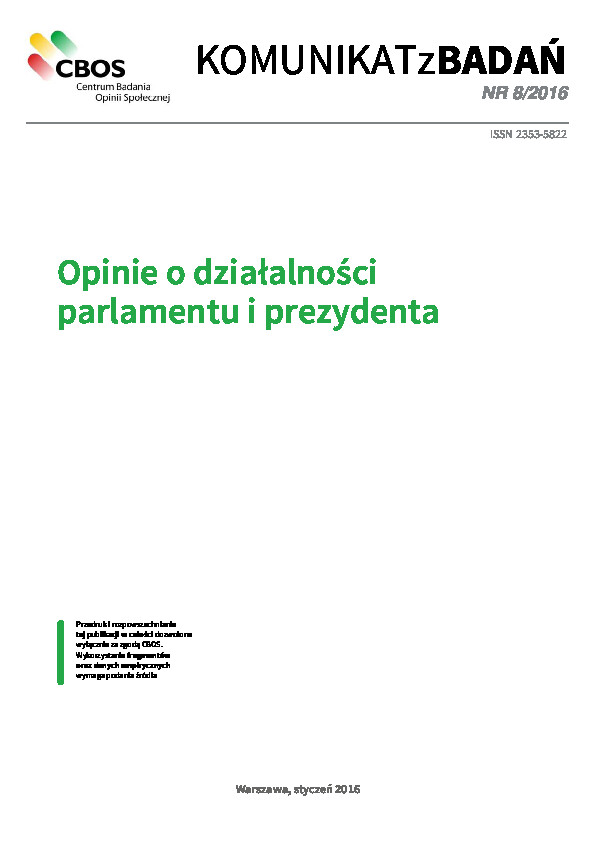 Okładka komunikatu Nr 8/2016