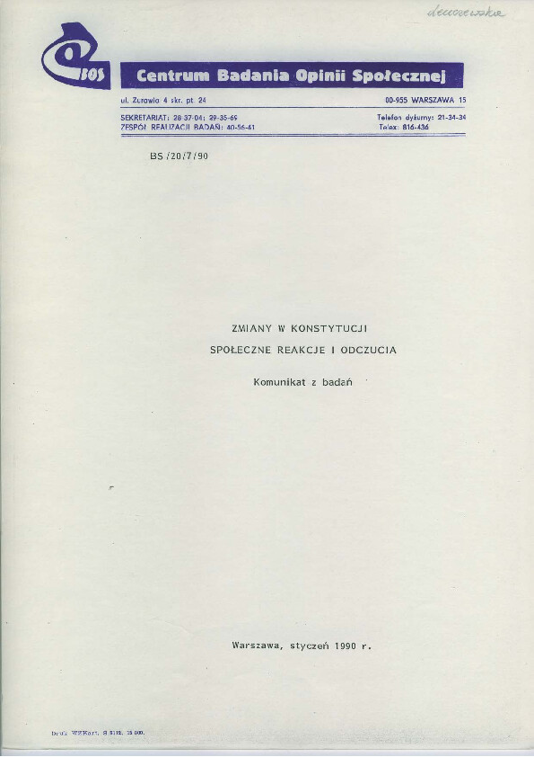 Okładka komunikatu BD/20/4/90