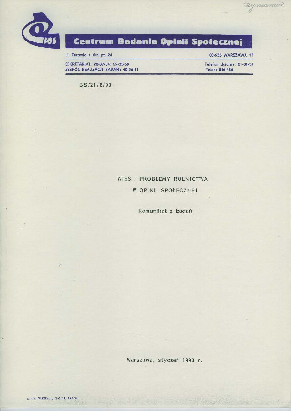 Okładka komunikatu BD/21/5/90