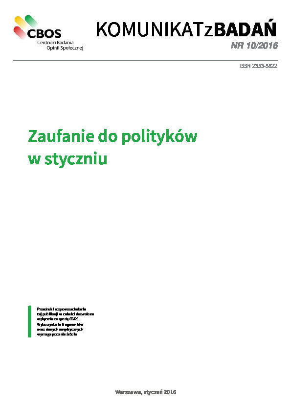 Okładka komunikatu Nr 10/2016