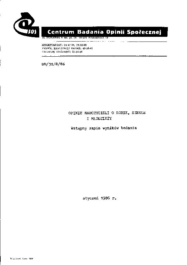 Okładka komunikatu BD/32/8/86