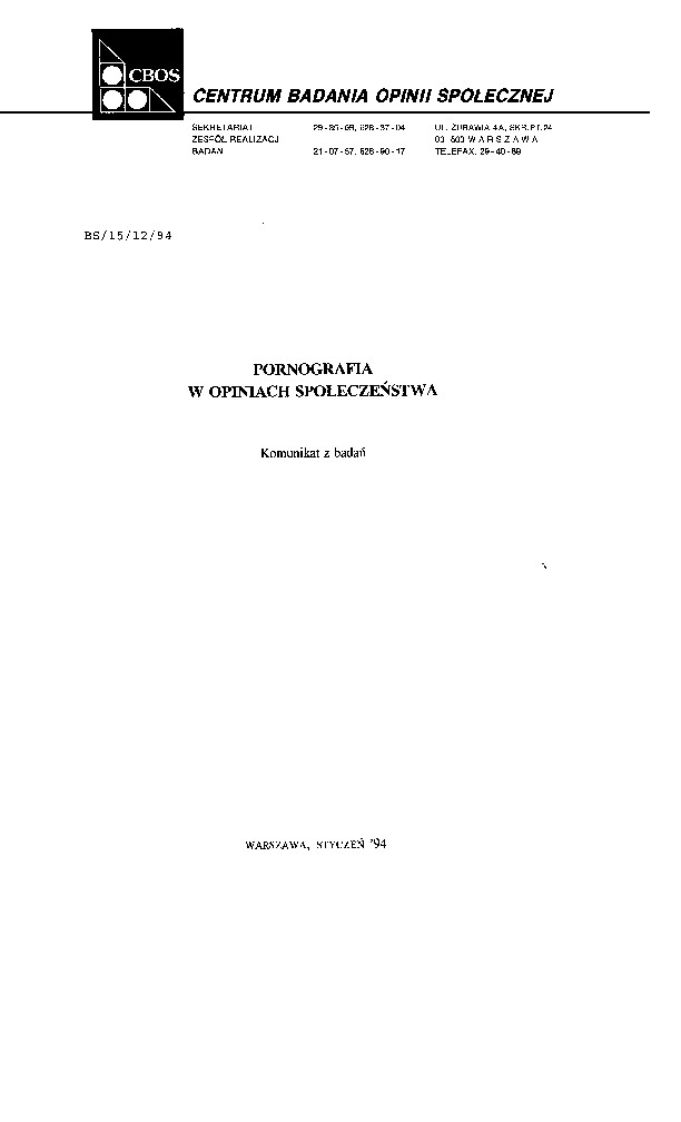 Okładka komunikatu BS/15/12/94