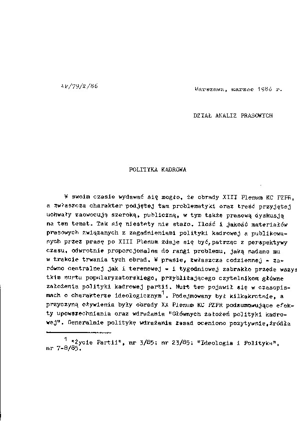 Okładka komunikatu AP/79/2/86