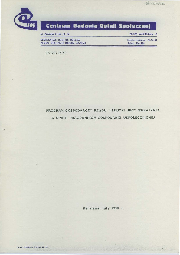 Okładka komunikatu BD/28/8/90
