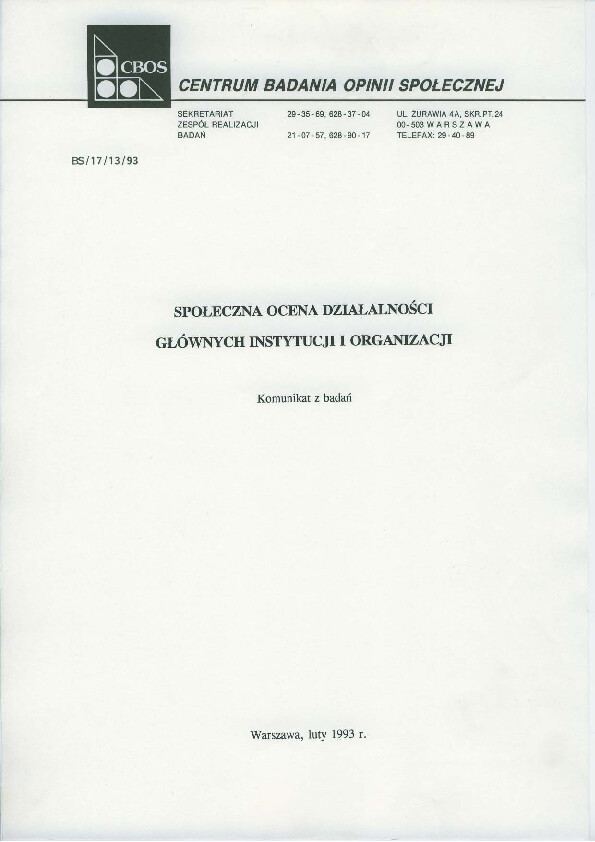 Okładka komunikatu BS/17/13/93