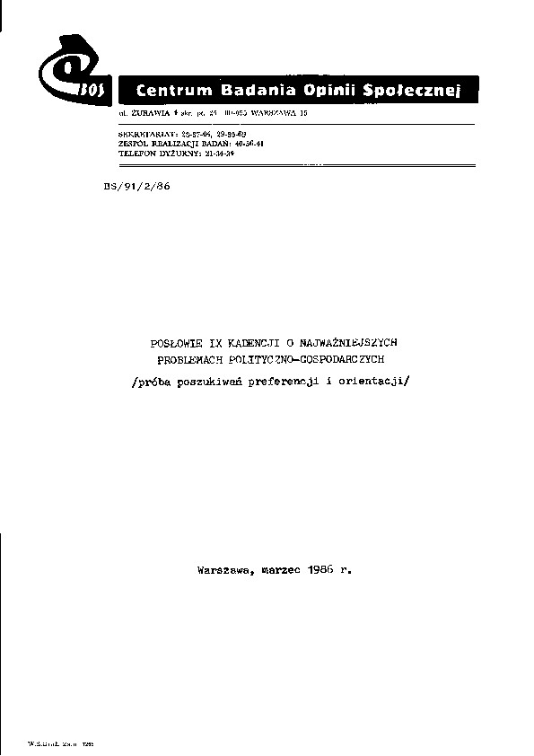 Okładka komunikatu BS/91/2/86