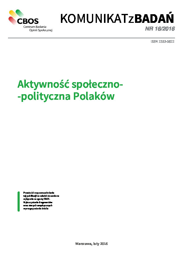Okładka komunikatu Nr 16/2016