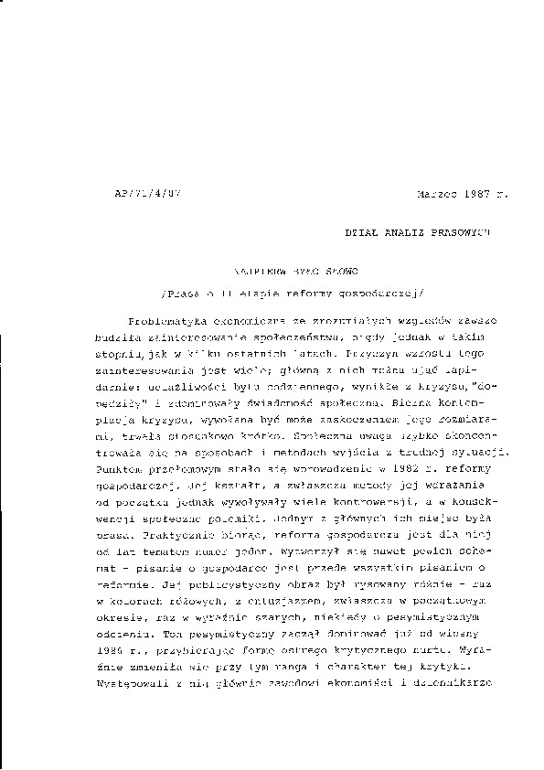 Okładka komunikatu AP/71/4/87