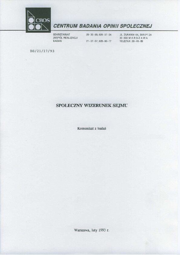 Okładka komunikatu BS/21/17/93