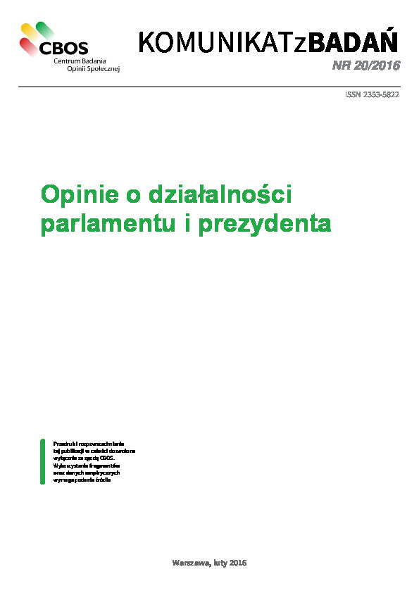 Okładka komunikatu Nr 20/2016