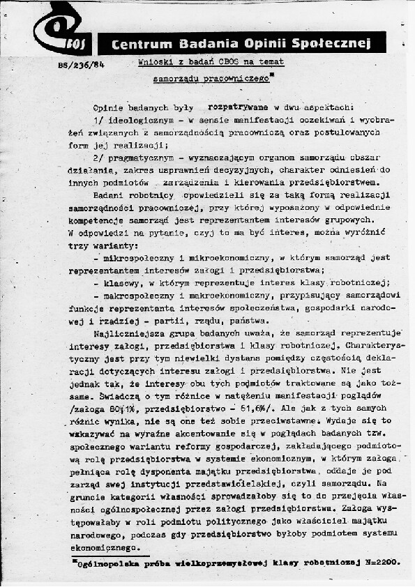 Okładka komunikatu BS/236/84