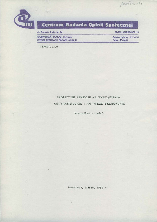 Okładka komunikatu BS/60/25/90
