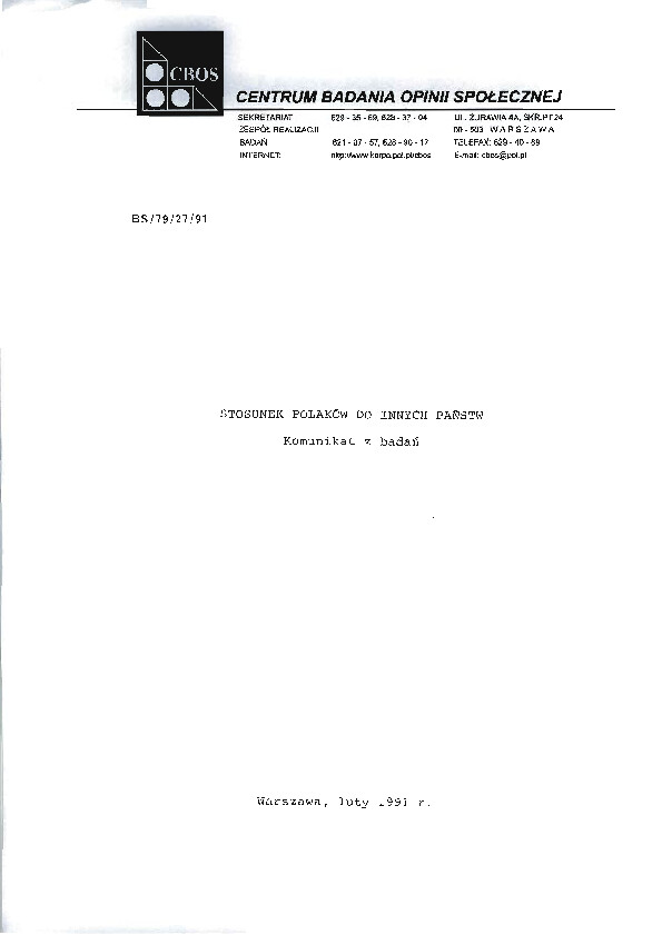 Okładka komunikatu BS/79/27/91