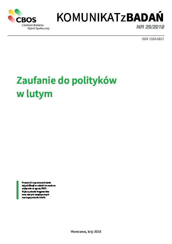 Okładka komunikatu Nr 29/2016