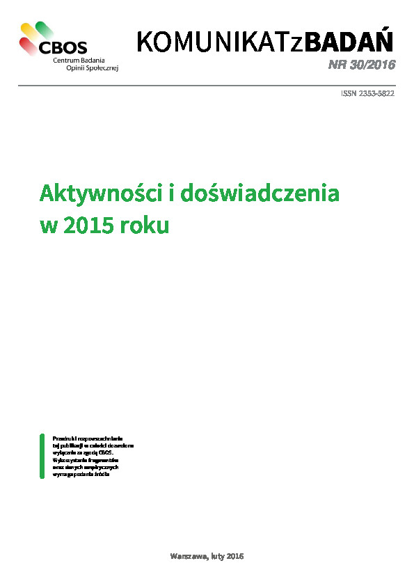 Okładka komunikatu Nr 30/2016