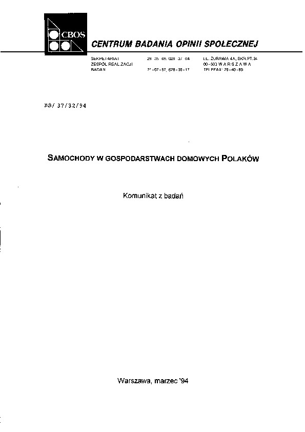 Okładka komunikatu BS/37/32/94