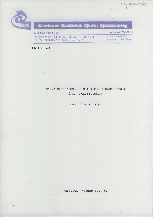 Okładka komunikatu BS/112/36/91