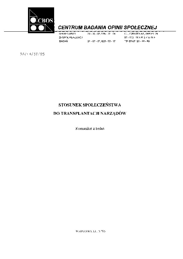 Okładka komunikatu BS/44/37/95