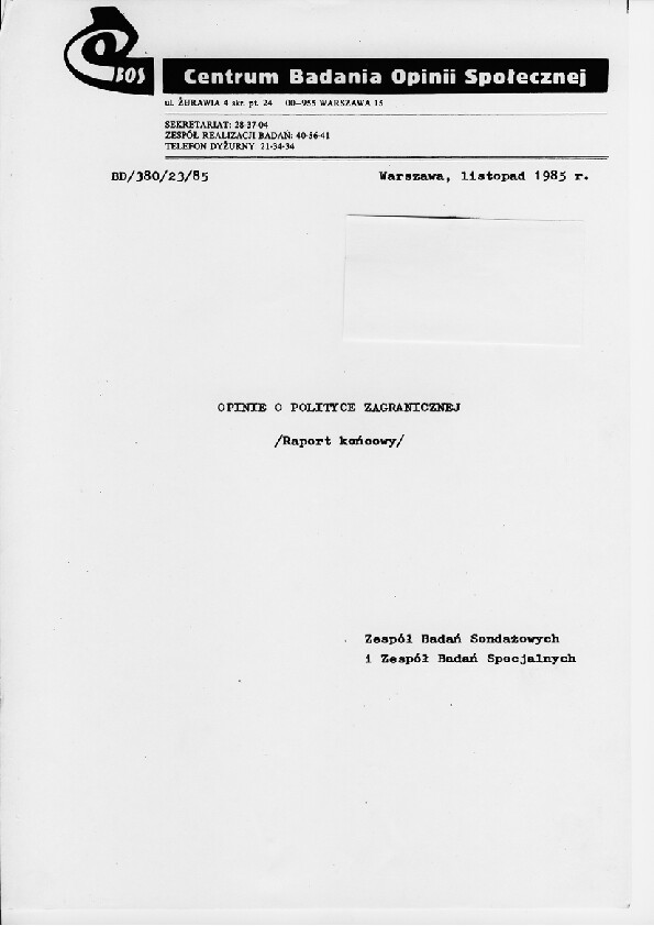 Okładka komunikatu BD/380/22/85