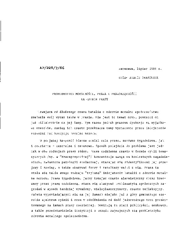 Okładka komunikatu AP/228/7/86
