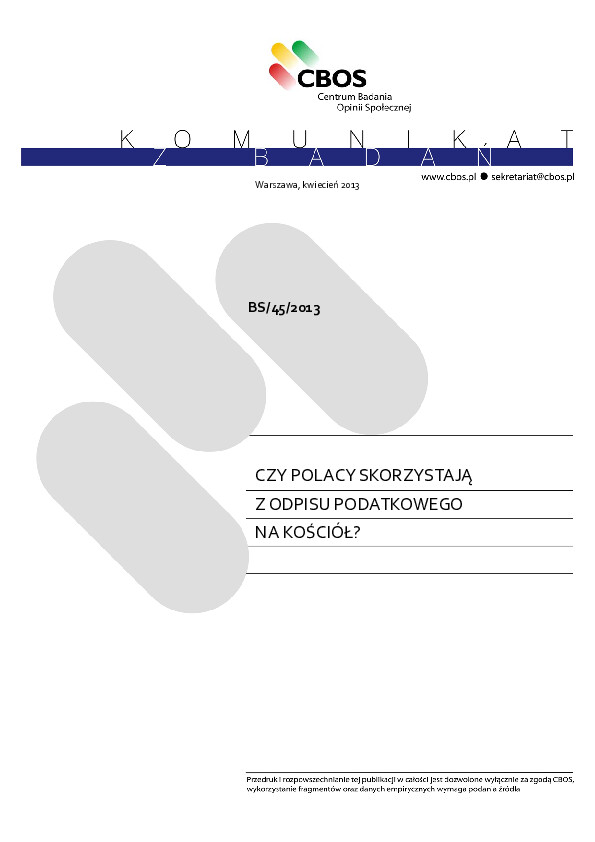 Okładka komunikatu BS/45/2013