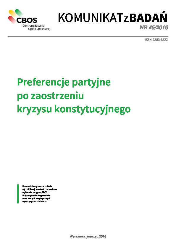 Okładka komunikatu Nr 45/2016