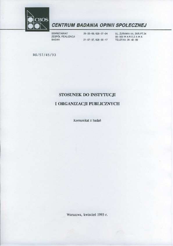 Okładka komunikatu BS/57/45/93