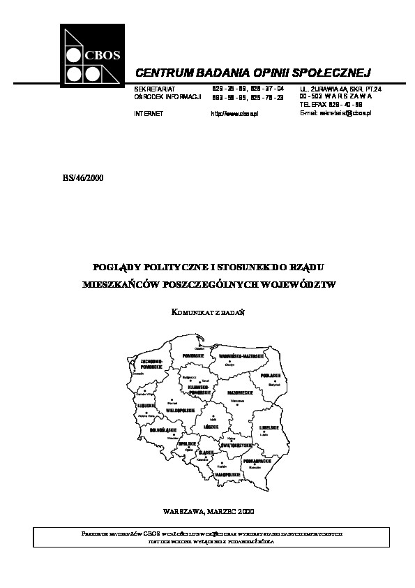 Okładka komunikatu BS/46/2000