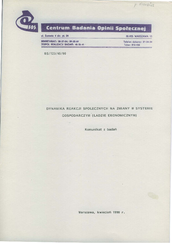 Okładka komunikatu BS/123/45/90