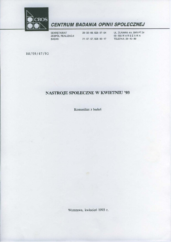 Okładka komunikatu BS/59/47/93