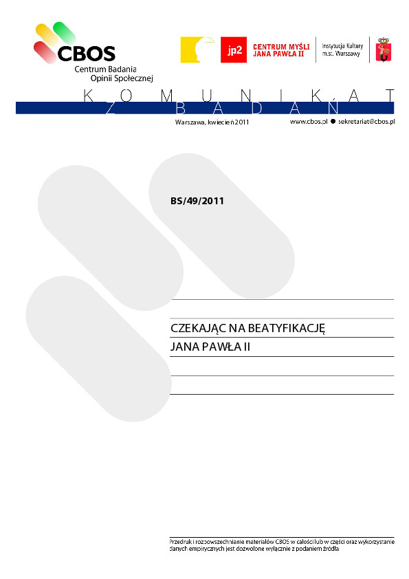 Okładka komunikatu BS/49/2011