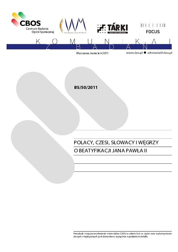 Okładka komunikatu BS/50/2011