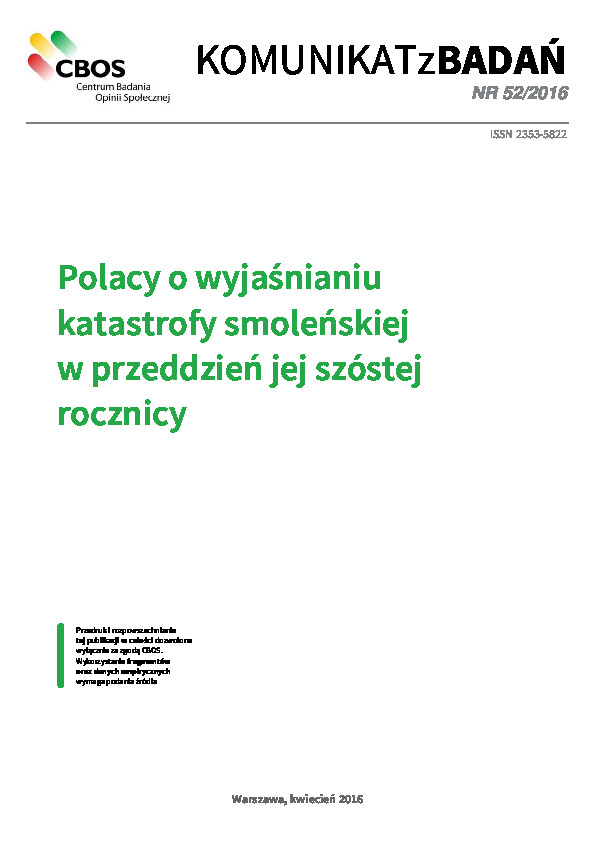 Okładka komunikatu Nr 52/2016
