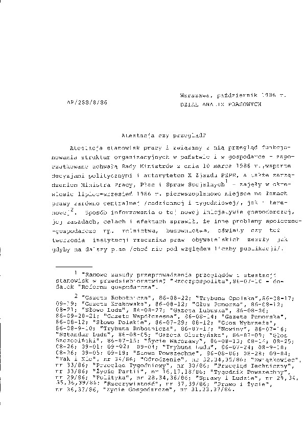 Okładka komunikatu AP/288/8/86