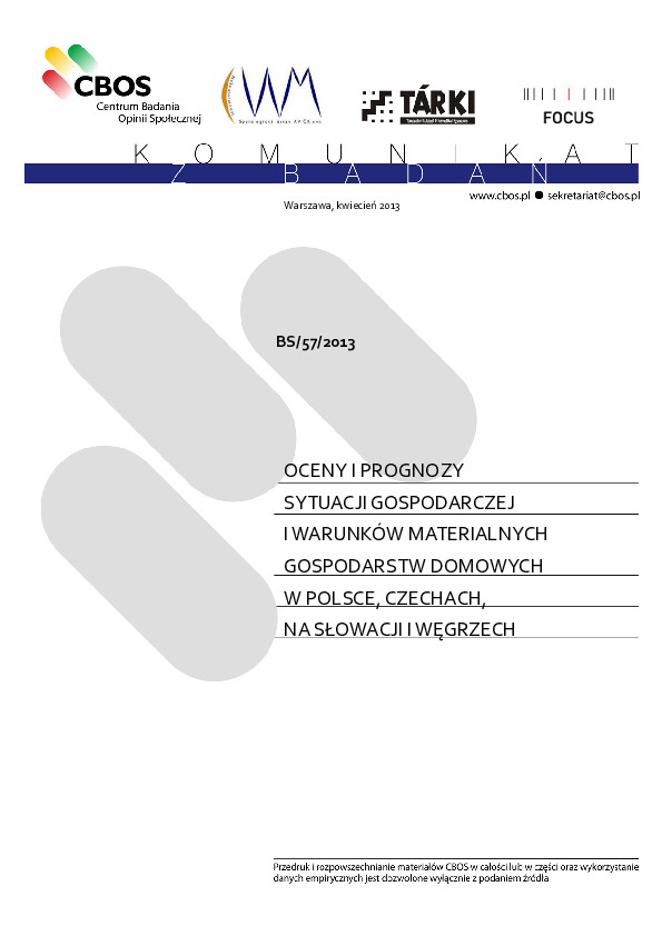 Okładka komunikatu BS/57/2013