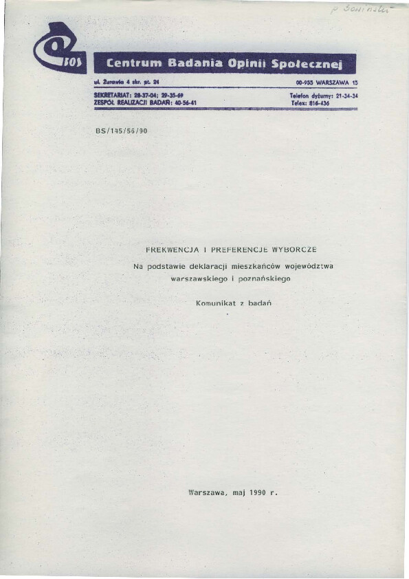 Okładka komunikatu BS/145/56/90