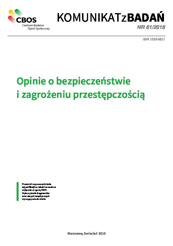 Okładka komunikatu Nr 61/2016