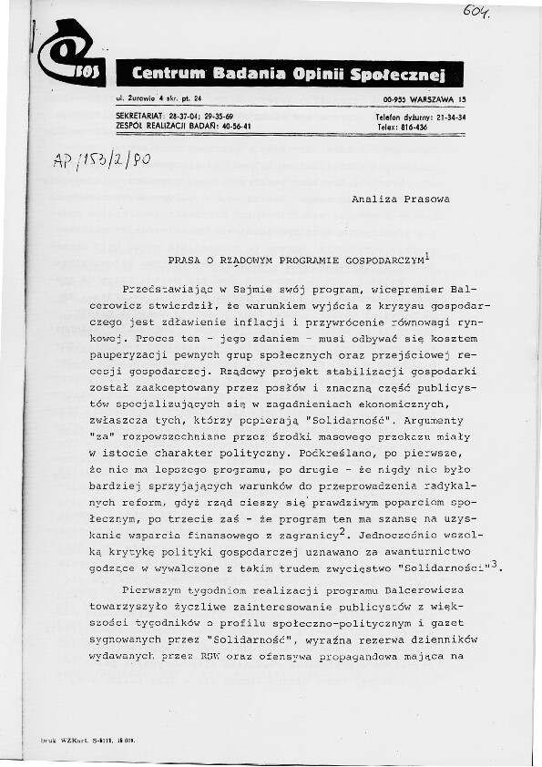 Okładka komunikatu AP/153/2/90