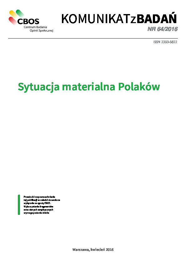 Okładka komunikatu Nr 64/2016