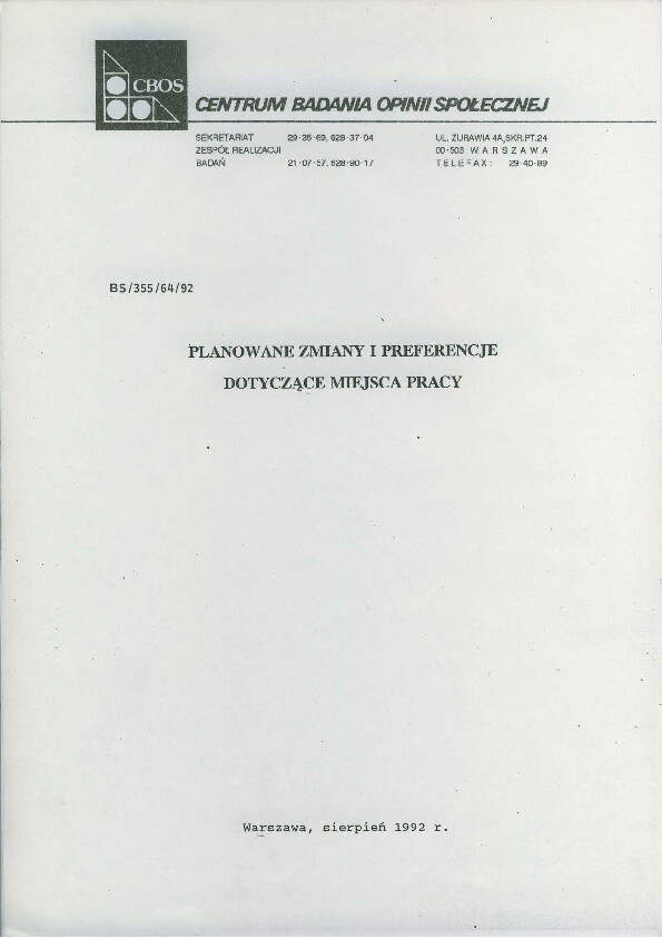 Okładka komunikatu BS/355/64/92